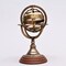 Decorative 4" Brass Armillary Sphere with Wood Base for Desk or Shelf Display